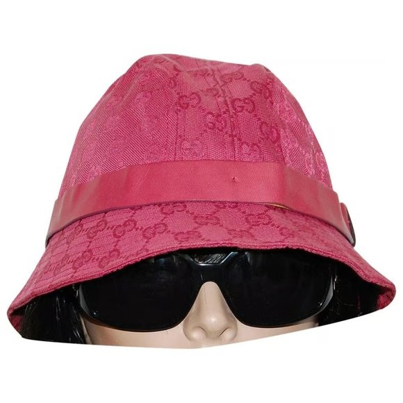 Gucci Fuchsia Pink Guccissima Print Traditional Web Fedora - Picture 1 of 9